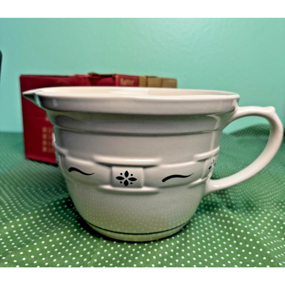 NEW Longeberger Batter Bowl 2 Qt Woven Traditions Heritige Green Vtg USA Made - Picture 2 of 6